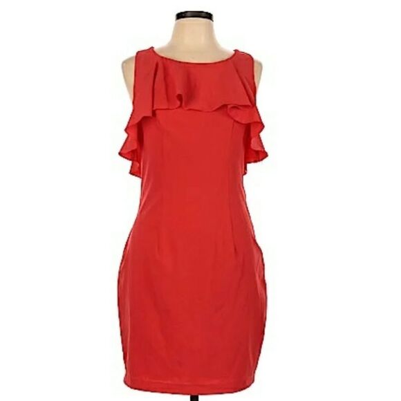 Bisou Bisou Red Floral Lace Dress - Picture 1 of 9